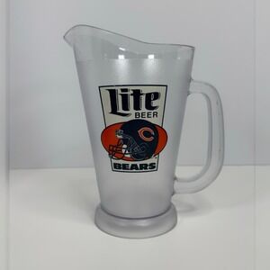 Vintage Miller Lite Beer Pitcher Chicago Bears NFL Frosted Plastic Blokecore